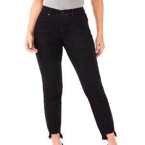 Sofia Jeans Women's Adora Curvy Girlfriend High Rise Chew Hem Jet Black Jeans